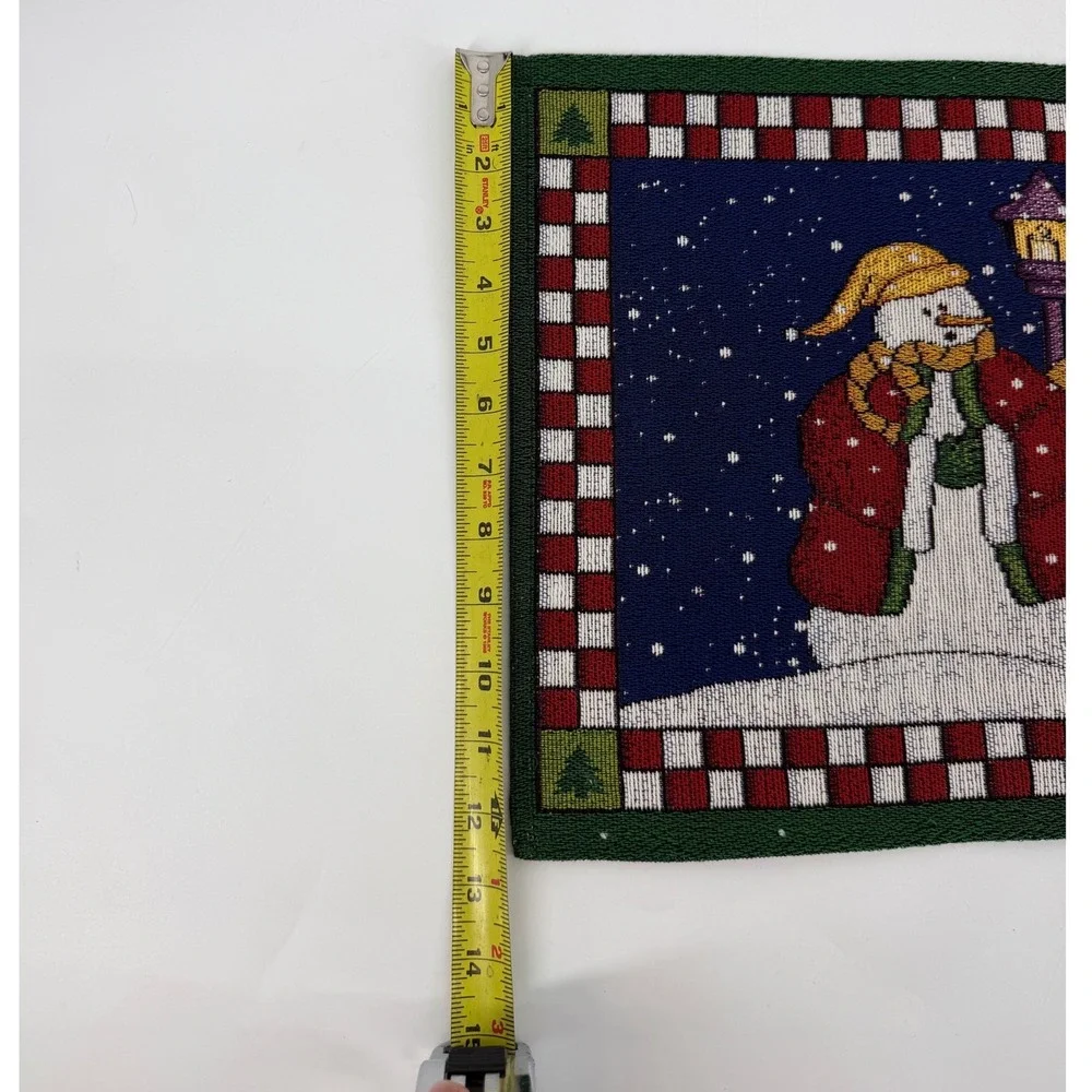 Vintage Snowman Family Tapestry Placemats Set of‎ 4 Christmas Holiday Decor